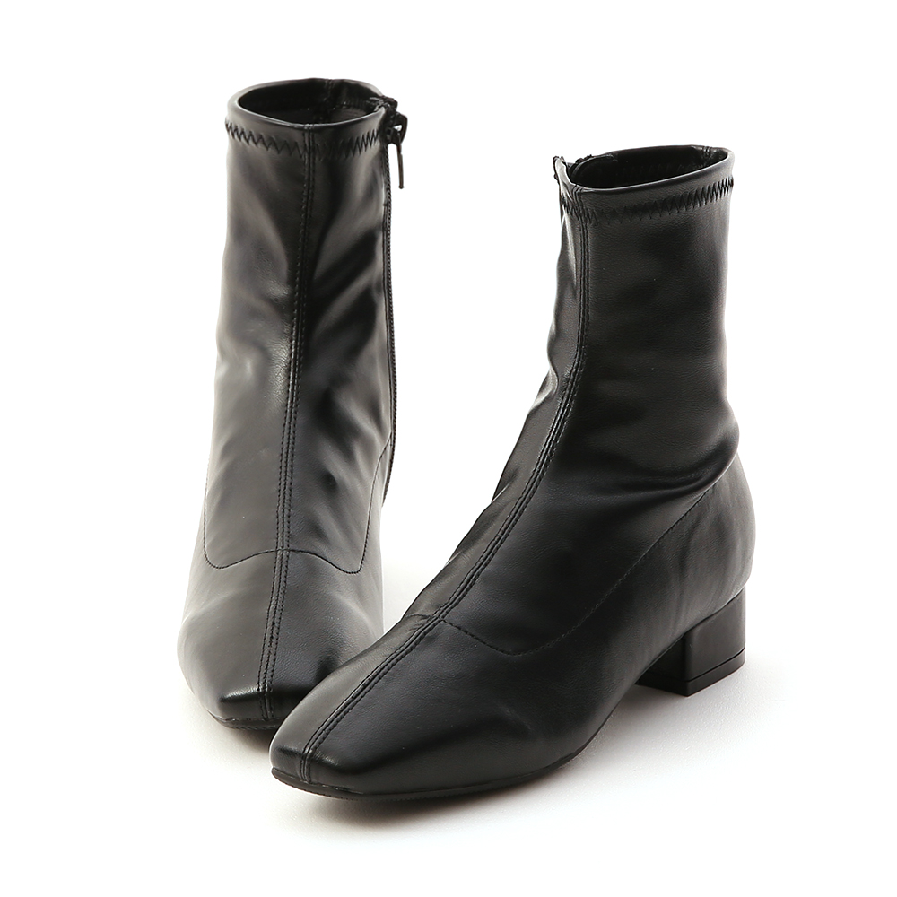 black sock boots low heel