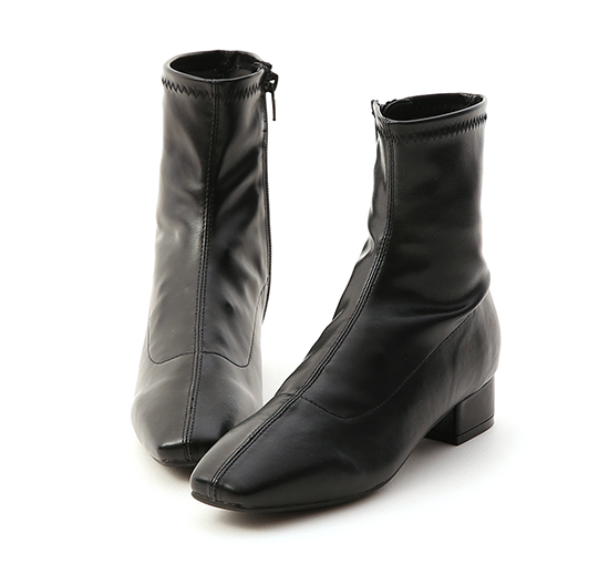 low heel black sock boots